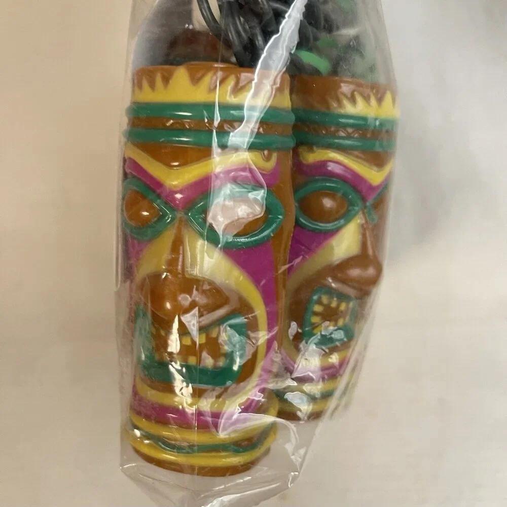 Amscan Tiki Party Lights 10 Blow Mold Style Covers RV Camper Luau Decor 14ft NOS